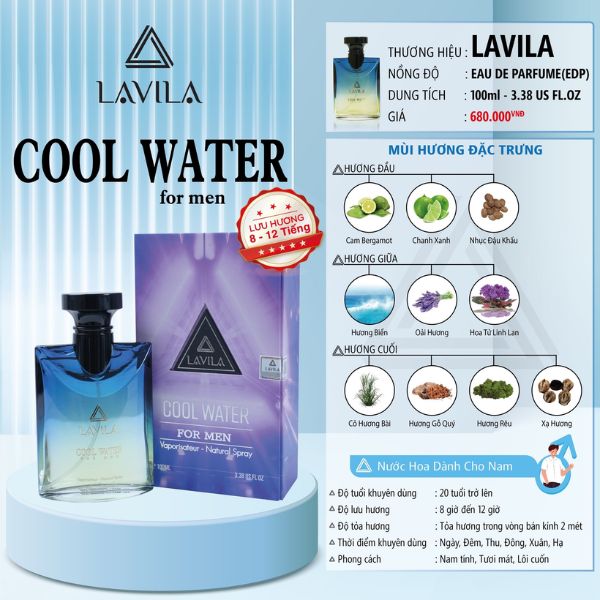 Nước hoa nam Lavila Cool Water 100ml